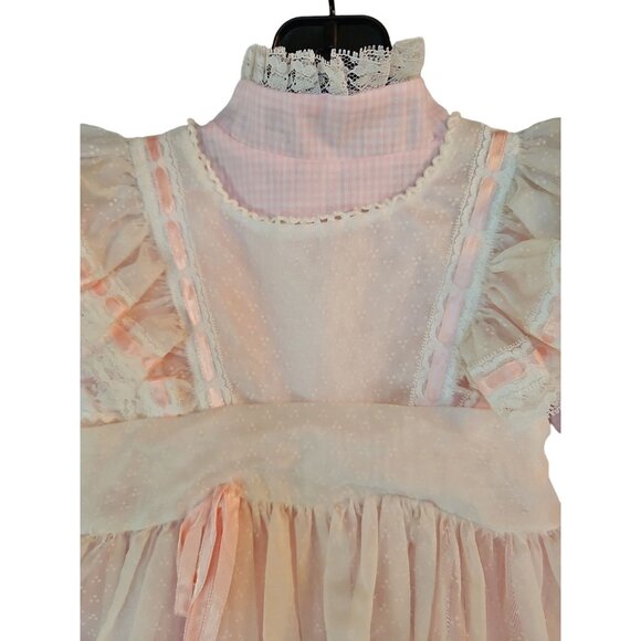 Vintage Smocked Childs Pink Gingham Checked Dress - Picture 2 of 8